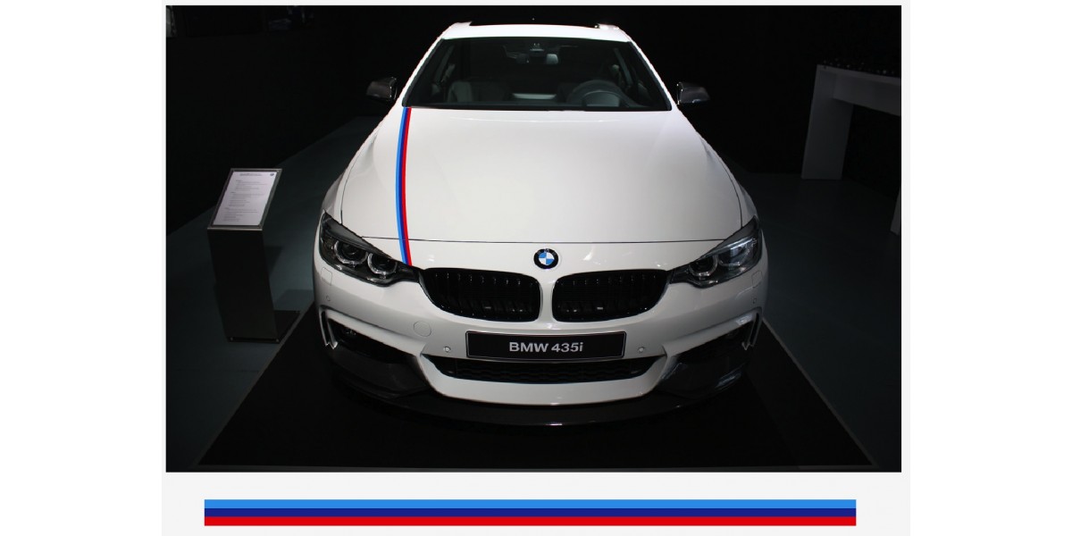 Aufkleber passend für BMW M Performance M Streifen Aufkleber  Haubenaufkleber 5cm x 125cm - BMW0079 - FÜR BMW
