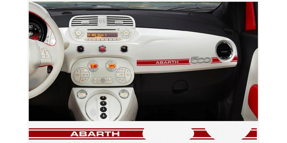 Stickers Fiat 500 tricolore Italia dashboard Abarth for Right Hand Drive RHD 