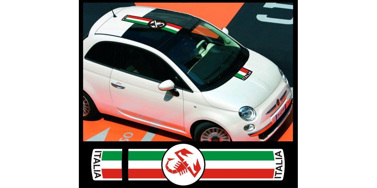 Aufkleber passend für Fiat 500 Italia Aufkleber Abarth Dachaufkleber  Haubenaufkleber Satz - FIA0018 - FÜR ABARTH