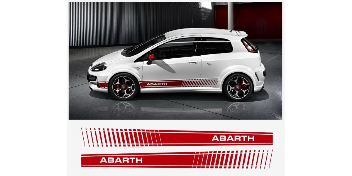 Aufkleber passend für Fiat PUNTO ABARTH EVO Look Seitenaufkleber Abarth  Schriftzug180cm 2Stk. Satz - FIA0053 - FÜR ABARTH