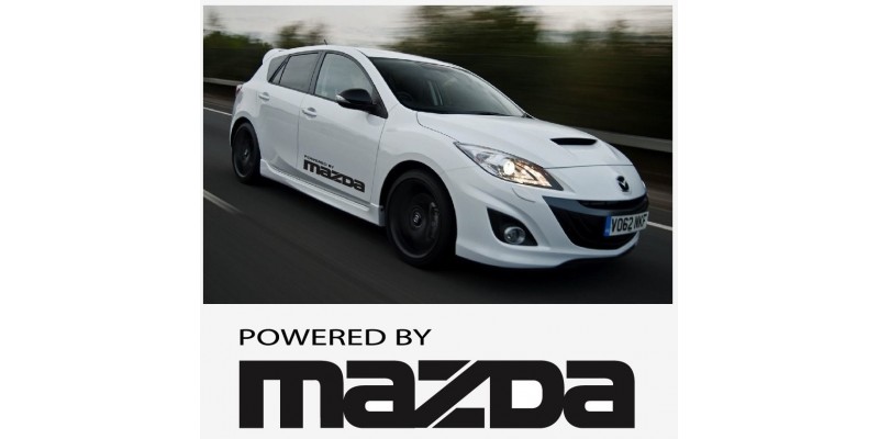 Decal to fit Powered by Mazda side decal set 800mm