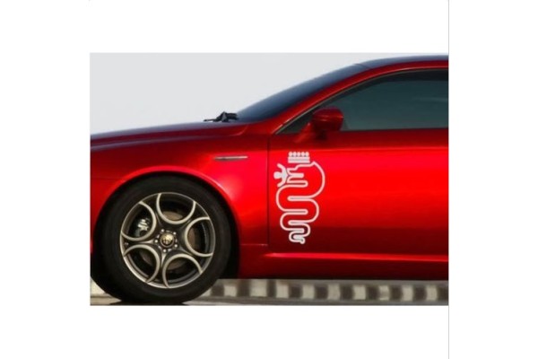 Aufkleber passend für Alfa Romeo Schlange Biscione Aufkleber Seitenaufkleber Satz 2 Stk. L+R 48cm