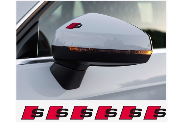 Aufkleber passend für Audi S Felgen- Fenster- Bremssattel- Spiegel Aufkleber - 33 x 20mm - 6 Stk. Set