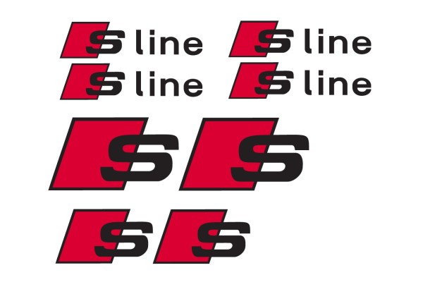 Aufkleber passend für Audi S S line Türgriff- Felgen- Fenster- Bremssattel- SpiegelAufkleber 8 Stk.