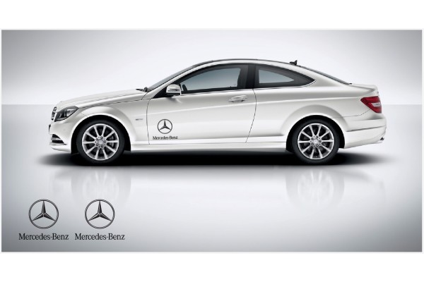 Aufkleber passend für Mercedes Benz Seitenaufkleber mir Stern logo 35cm 2Stk. Satz