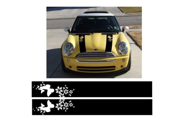 Aufkleber passend für Mini Haubenaufkleber Streifen Rennstreifen