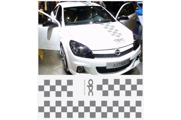 Aufkleber passend für Opel OPC Motorhaube Dachaufkleber Heckaufkleber Zielflagge Streifen Satz Astra