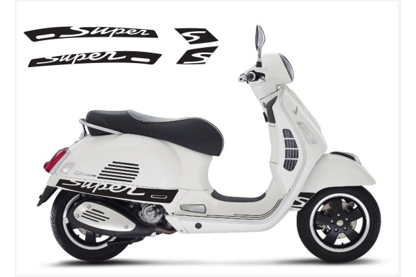 Aufkleber passend für Vespa GT GTS Super Sport Seitenaufkleber Super V3 (schwarz-weiss)