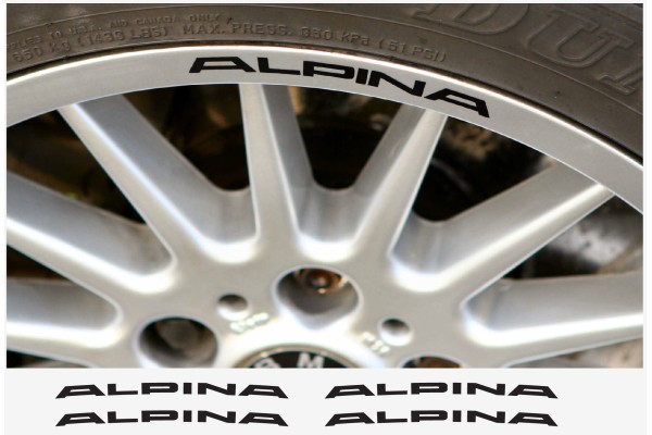 Aufkleber passend für Alpina Felgen- Fenster- Bremssattel- Spiegel Aufkleber – 4 Stück 120mm