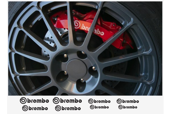 Aufkleber passend für BREMBO Felgen- Fenster- Bremssattel- Spiegel Aufkleber – 8 Stück 85mm - 55mm