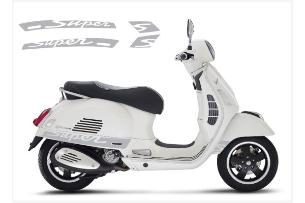 Aufkleber passend für Vespa GT GTS Super Sport Seitenaufkleber Super V2 2 (silver) Aufkleber passend für Vespa GT GTS Super Sport Seitenaufkleber Super V2 2 (silver)