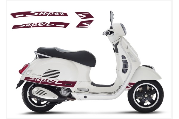 Aufkleber passend für Vespa GT GTS Super Sport Seitenaufkleber Super V2 (maroon) Aufkleber passend für Vespa GT GTS Super Sport Seitenaufkleber Super V2 (maroon)