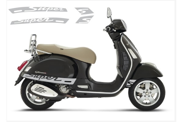 Aufkleber passend für Vespa GT GTS Super Sport Seitenaufkleber Super V2 (silver) Aufkleber passend für Vespa GT GTS Super Sport Seitenaufkleber Super V2 (silver)