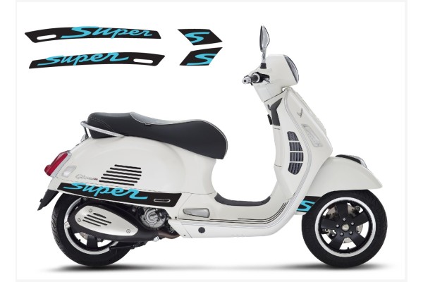 Aufkleber passend für Vespa GT GTS Super Sport Seitenaufkleber Super V3 (black – blue) Aufkleber passend für Vespa GT GTS Super Sport Seitenaufkleber Super V3 (black – blue)