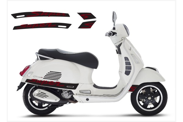 Aufkleber passend für Vespa GT GTS Super Sport Seitenaufkleber Super V3 (black – red) Aufkleber passend für Vespa GT GTS Super Sport Seitenaufkleber Super V3 (black – red)