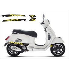 Aufkleber passend für Vespa GT GTS Super Sport Seitenaufkleber Super V3 (black – yellow) Aufkleber passend für Vespa GT GTS Super Sport Seitenaufkleber Super V3 (black – yellow)