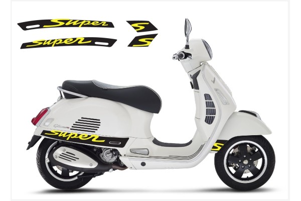 Aufkleber passend für Vespa GT GTS Super Sport Seitenaufkleber Super V3 (black – yellow) Aufkleber passend für Vespa GT GTS Super Sport Seitenaufkleber Super V3 (black – yellow)
