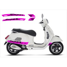 Aufkleber passend für Vespa GT GTS Super Sport Seitenaufkleber Super V3 (pink -black) Aufkleber passend für Vespa GT GTS Super Sport Seitenaufkleber Super V3 (pink -black)