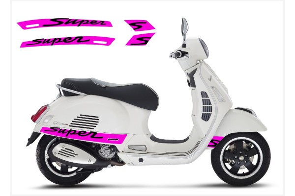 Aufkleber passend für Vespa GT GTS Super Sport Seitenaufkleber Super V3 (pink -black) Aufkleber passend für Vespa GT GTS Super Sport Seitenaufkleber Super V3 (pink -black)