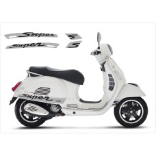 Aufkleber passend für Vespa GT GTS Super Sport Seitenaufkleber Super V3 (silver - black) Aufkleber passend für Vespa GT GTS Super Sport Seitenaufkleber Super V3 (silver - black)