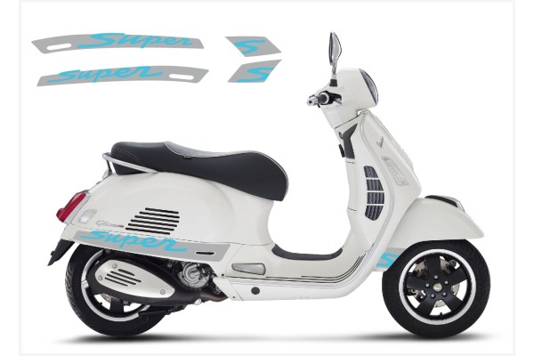 Aufkleber passend für Vespa GT GTS Super Sport Seitenaufkleber Super V3 (silver – blue) Aufkleber passend für Vespa GT GTS Super Sport Seitenaufkleber Super V3 (silver – blue)