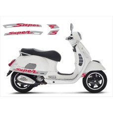 Aufkleber passend für Vespa GT GTS Super Sport Seitenaufkleber Super V3 (silver – red) Aufkleber passend für Vespa GT GTS Super Sport Seitenaufkleber Super V3 (silver – red)