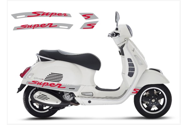 Aufkleber passend für Vespa GT GTS Super Sport Seitenaufkleber Super V3 (silver – red) Aufkleber passend für Vespa GT GTS Super Sport Seitenaufkleber Super V3 (silver – red)