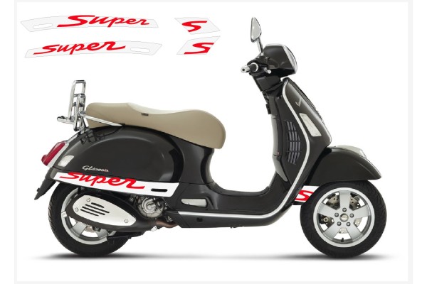 Aufkleber passend für Vespa GT GTS Super Sport Seitenaufkleber Super V3 (white – red) Aufkleber passend für Vespa GT GTS Super Sport Seitenaufkleber Super V3 (white – red)