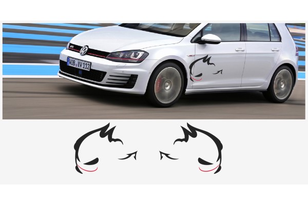 Aufkleber passend für VW Evil Rabbit Racing Seitenaufkleber 70cm 2Stk. Satz