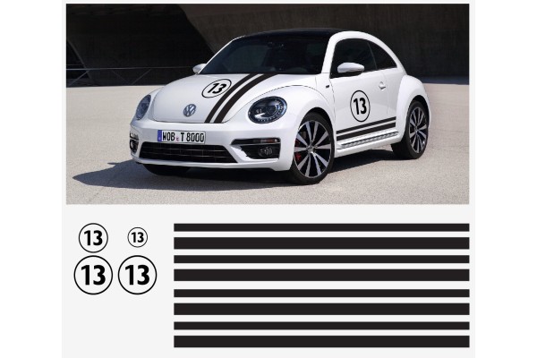 Aufkleber passend für VW New Beetle Rennstreifen Racing Stripes Aufkleber Satz 13