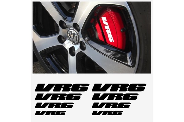 Aufkleber passend für VW VR6 Fenster- Bremssattel- Spiegel Aufkleber - 8 Stück im Set
